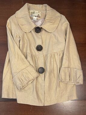 kensie 60s style gold/beige jacket/blazer with large buttons and round color 4